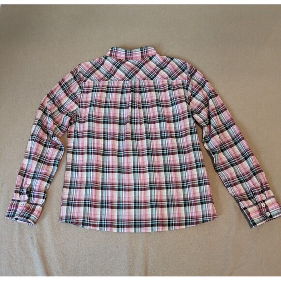 PrAna Gina Bora Bay Plaid Long Sleeve Top Organic Cotton- Size Large - Picture 2 of 7